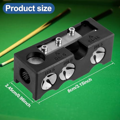 Pool Cue Tip Shaper, 11 in 1 Pool Cue Tips Replacement Kit, Aluminum Alloy Billiards Stick Tip Repair Tool Pool Cue Accessories w Wrench & Blade for Replacement and Shaping Cue Tips Stick