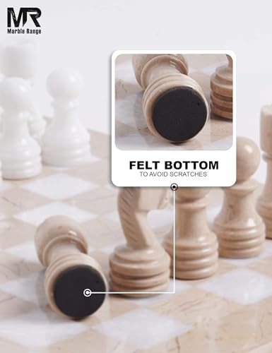 Marble Chess Set 12" Inches Verona and White with Storage Box and 2 Extra Queen Handmade Luxury Board Games for Adults, Ideal Chess Board Game & Marble Chess Set for Adults - color: Verona & White