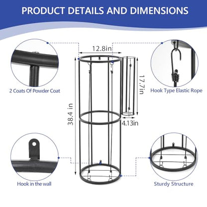 Garage Ball Storage Rack Wall Mount, Vertical Sports Ball Organizer with Small Ball Holder Basketball Soccer Volleyball Football Holder, Space Saving Metal Ball Rack for Garage, Gym, Playroom