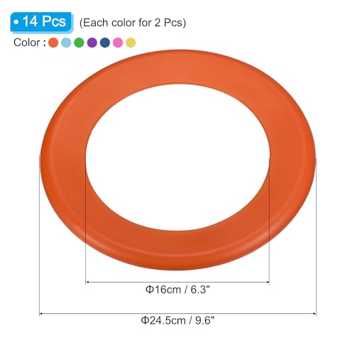 PATIKIL Flying Rings, 14Pcs PP Plastic Flying Discs for Sports Outdoor Playing Game Beach Pool Camping Activities, 7 Color