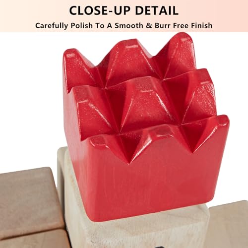 Kubb Yard Game Set Viking Chess Outdoor Hevea Hardwood Toss Game for Adults & Families - with 10 Blocks, 6 Batons, Carrying Bag | Perfect for Backyard Lawn Beach Party BBQ Camping - color: Red