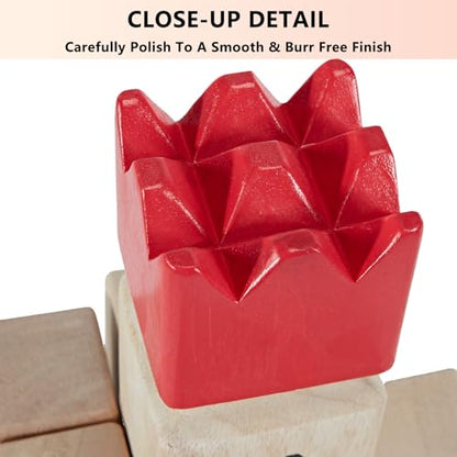 Kubb Yard Game Set Viking Chess Outdoor Hevea Hardwood Toss Game for Adults & Families - with 10 Blocks, 6 Batons, Carrying Bag | Perfect for Backyard Lawn Beach Party BBQ Camping - color: Red