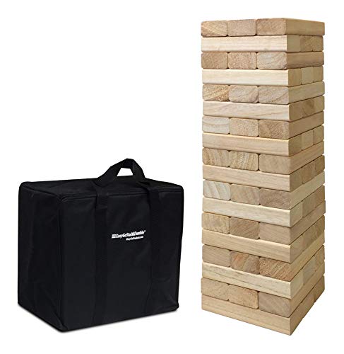 EASYGO PRODUCTS 54 Piece Large Wood Block Stack & Tumble Tower Toppling Blocks Game Great for Game Nights for Kids, Adults & FamilyStorage Bag