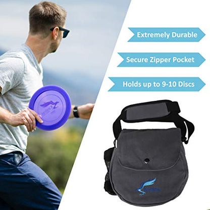 Kestrel Black Disc Golf Bag - Fits 6-10 Golf Discs + Bottle - For Beginner & Advanced Golfers - Extremely Durable Canvas - Frisbee Golf Bag - Small Sling/Shoulder Disc Golf Bag For Men & Women - color: Red