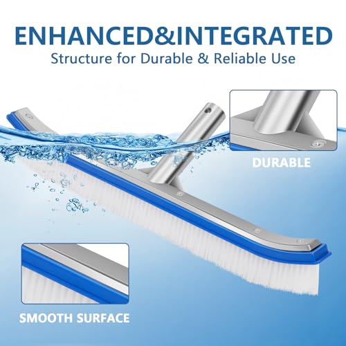 Banax Pool Brush Head, 17.5" Pool Brushes for Cleaning Pool Walls, Curved Ends High-Efficiency Pool Scrub Brush,Premium Nylon Bristles Pool Brush with EZ Clip - color: Nylon Brush