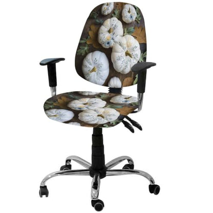 Savannan Office Chair Cover, Pastoral Flower Leaf Texture Pumpkin Protective Stretch Elastic Universal Cover for Desk Task Chair,Computer Rotating Chair 1 Pcs Autumn Plant on Wood