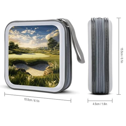 Golf Course CD Case 40 Capacity Hard Plastic DVD Case Portable Zipper CD Cases Holder Large Storage Disc Wallet Bag DVD Disc Cases Storage Binder Home Travel