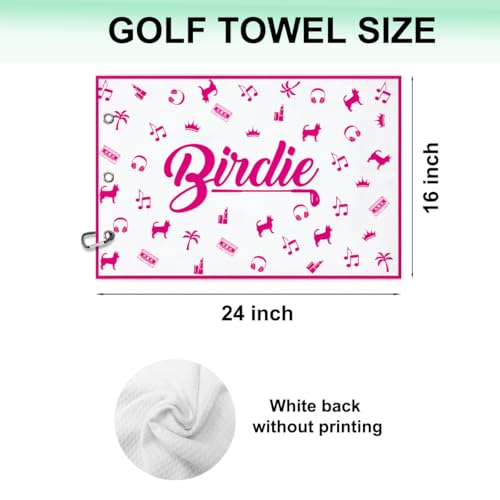 Birdie Pink Golf Towel - Funny Microfiber Waffle Women's Golf Towel with Clip - Funny Joke Logo - Perfect Ladies Golfer Gift, Birthday Retirement Gifts for Women GolfFans Golfs Lover, 16x24 Inch - color: Birdie Golf Pink