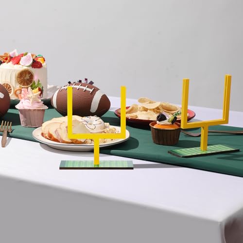 Wonderjune 6 Pcs Football Goal Post Table Centerpieces Sports Party Decorations 4 x 3.5 Inch Wooden Photo Frame for Table Centerpieces with Base for Fans Club Birthday Supplies