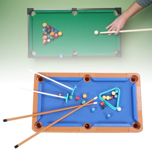 Mini Pool Table for Kids, Multifunctional Portable Tabletop Pool Table Toy, Small Billiards Game with 16 Balls, 2 Sticks and Rack for Indoor Entertainment and Travel