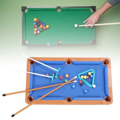 Mini Pool Table Set, 17.32x9.65inch Portable Tabletop Billiards Game with Cue Balls, Sticks and Triangle Rack, Pool Arcades Game Table for Living Room, Game Room