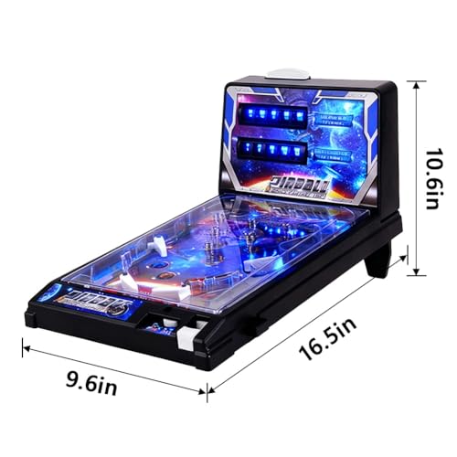 Pinball Machine for Kids 8-12, Pinball Toy with Lights Sounds and Scorer, Compact Tabletop Ball Shooting Game, Action and Reflex Game