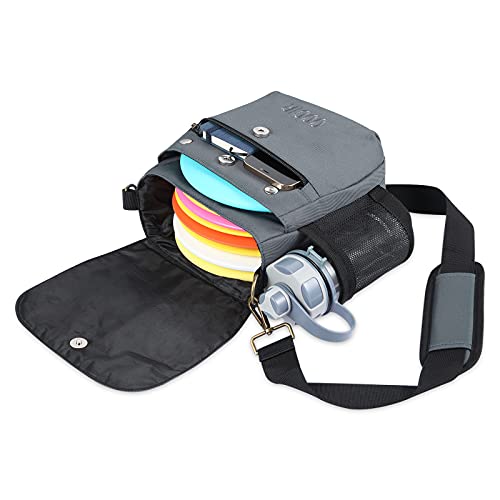 QOGIR Lightweight Disc Golf Bag: Durable Disc Golf Bag with 8+ Disc Capacity, Introductory Discs Golf Bag, Holds Water Bottle and Accessories, Great for Beginners - color: Gray