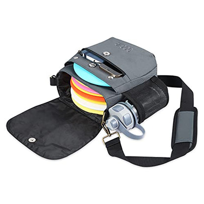 QOGIR Lightweight Disc Golf Bag: Durable Disc Golf Bag with 8+ Disc Capacity, Introductory Discs Golf Bag, Holds Water Bottle and Accessories, Great for Beginners - color: Gray