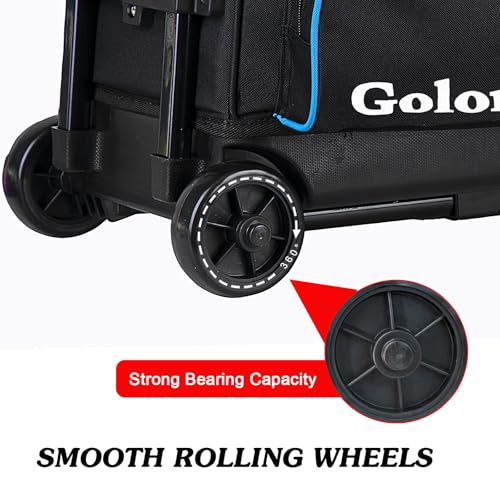 Goloni 3 Ball Bowling Bags with Wheels - Rolling Bowling Bag for 3 Balls & Accessories - Retractable Handle Extends to 38 - color: Blue