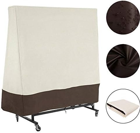 Table Tennis Cover Waterproof Outdoor Windproof Anti-uv Heavy Duty Rip Proof Oxford Fabric Ping Pong Table Cover, Beige - color: Beige