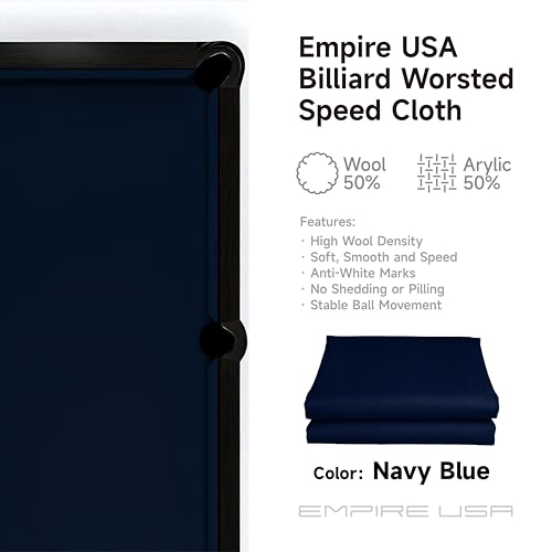 Empire USA - Billiard Worsted Speed Cloth（Felt） 7/8/9 FT - color: Navy Blue, size: 8ft