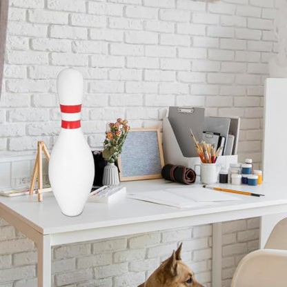 15 Inch Bowling Pin Piggy Bank for Kids, Large White Plastic Money Saving Jar, Unbreakable Coin Holder for Sports Theme Room Decor & Birthday Souvenir