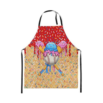 Manfei Baseball Ice Cream Kids Kitchen Apron - color: Bright Red