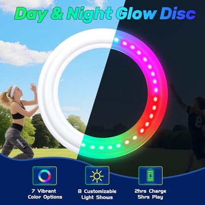 Dilabnba Flying Ring Disc Toy LED Light Beach Backyard Camping Sports Play Soft Discs Outdoor Tossing Toy Christmas Birthday Gift for Teens Boys Kids Adults, Lost Mode, 9.8''/200g - style: Set2
