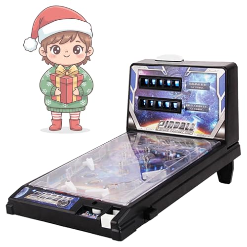 Tabletop Pinball Machine Game Portable Pinball Machine Toy Electronic Pinballs Ball Shooting Game with LED Lights Sounds and Digital Scorer