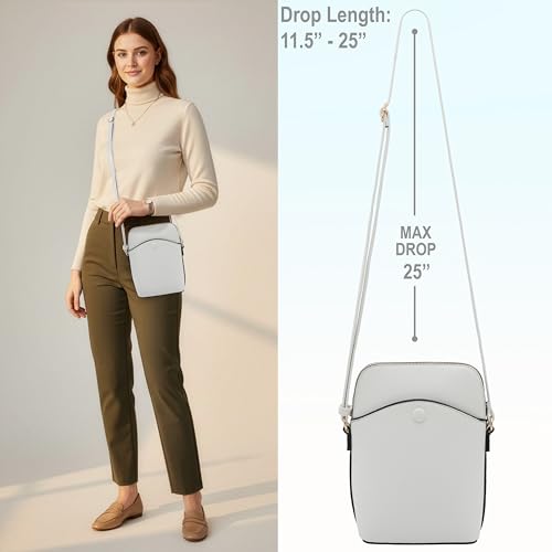 Solene Small Crossbody Bag with Gold Hardware, Mini Shoulder Purse with Adjustable Strap - color: White
