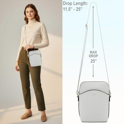 Solene Small Crossbody Bag with Gold Hardware, Mini Shoulder Purse with Adjustable Strap - color: White