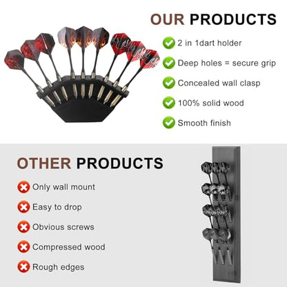 2 in 1 Dart Holder and Wall Dart Holder Made of Wood, Dart Holder, High-Quality Dart Holder, Presentation Display Darts Rack, Dart Holder, Premium Dart Accessories - color: black
