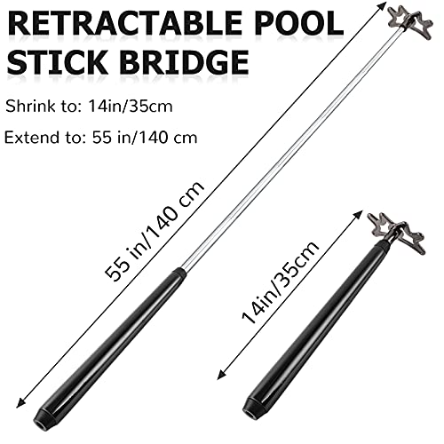 Sumind Retractable Pool Bridge Stick - Adjustable Billiards Cue Bridge with Removable Head, Wooden Handle & 5 Position Slots, Portable Pool Table Accessories for Home, Club & Tournament(Black) - color: Black