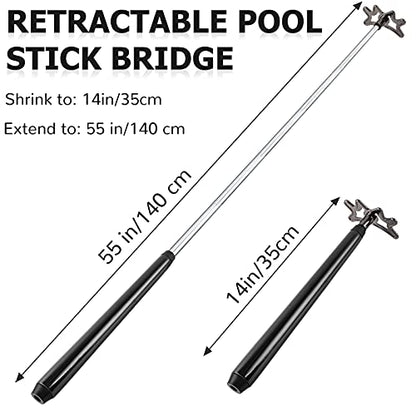 Sumind Retractable Pool Bridge Stick - Adjustable Billiards Cue Bridge with Removable Head, Wooden Handle & 5 Position Slots, Portable Pool Table Accessories for Home, Club & Tournament(Black) - color: Black