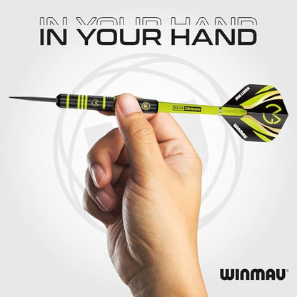 WINMAU MvG vs Wizard Steel Tip Darts Set – 22g Brass Twin Set with Flights, Shafts & Wallet – Dual Grip Styles for Practice & Play