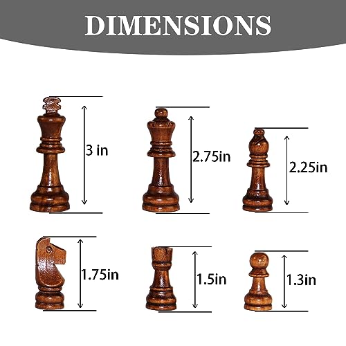 Nature Wood Chess Pieces Set, 3.15” King Figures Tournament Staunton Chessmen with Storage Bag Chess Piece (Magnetism Chess Piece) - color: Magnetism Chess Piece