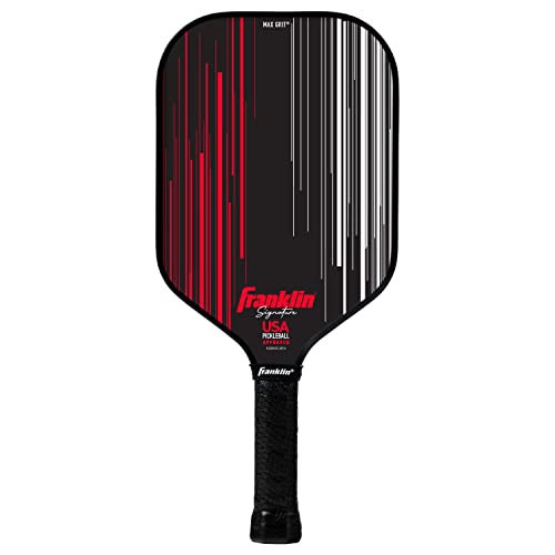 Franklin Sports Pro Pickleball Paddles - Signature Series Pro Pickleball Paddle with MaxGrit Surface - USA Pickleball (USAPA) Approved Tournament Pickleball Paddles - 13mm + 16mm Polypropylene Cores - color: Pro Player - Black/Red, size: 13mm