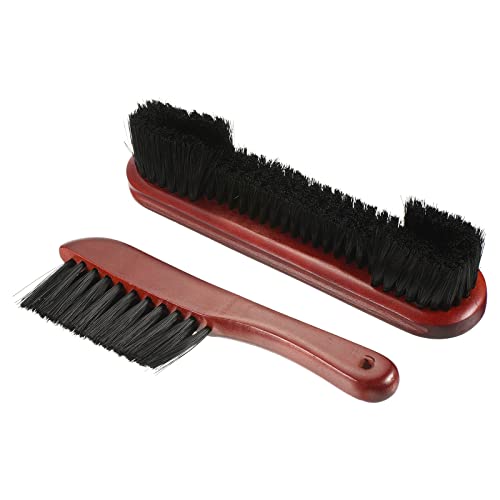 PATIKIL Billiard Pool Table Rail Brush Set, Pool Table Cleaning Brush Kit Wooden Handle Nylon Bristles for Billiards Table - color: Burgundy