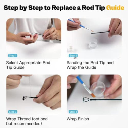 OJYDOIIIY Fishing Rod Tip Repair Kit with Glue,Complete Supplies for Fishing Pole Tip Replacement with Rod Epoxy,Top Eyelets and Wrapping Thread - size: Full Size