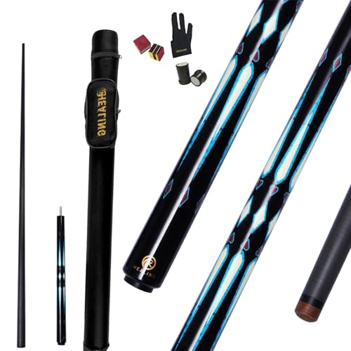 Carbon Fiber Pool Cue – 12.9mm, 14mm and 12.4mm, 2-Piece Billiard Cue Stick for Women/Men, Professional Break Cue for Snooker, 8-Ball, 9-Ball, Home & Club Use - color: Green