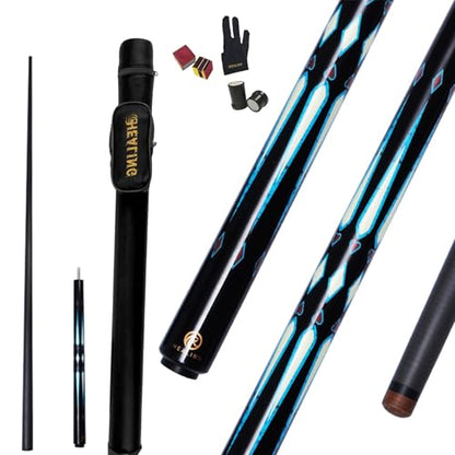 Carbon Fiber Pool Cue – 12.9mm, 14mm and 12.4mm, 2-Piece Billiard Cue Stick for Women/Men, Professional Break Cue for Snooker, 8-Ball, 9-Ball, Home & Club Use - color: Green