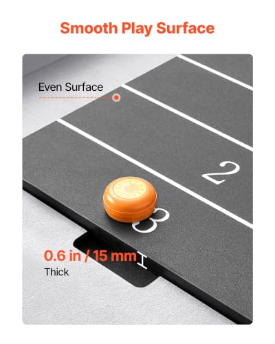 VEVOR 7 ft Shuffleboard Table, 2 in 1 Shuffleboard and Tabletop Curling Combo Game, Compact Shuffle Board with Smooth Surface, Folding Legs, 8 Pucks, Easy to Disassemble and Move, for Family Game Room