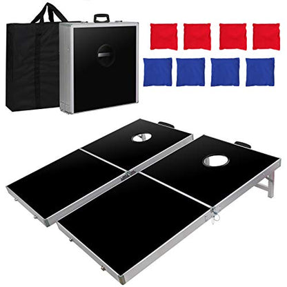 Nova Microdermabrasion Cornhole Game Set Includes 8 Regulation Bean Bags 2 Aluminum Cornhole Boards w/Carrying Case for Beach Lawn, Tailgating Party Backyard BBQ - style: 4ft x 2ft Aluminum