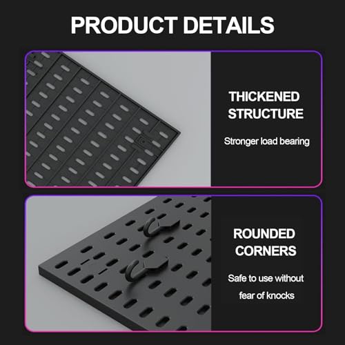Black Punchboard, Hanging Board Combo Kit, Bedroom Storage Rack, No Drilling Required, Study/Gaming Room Wall-Mounted Modular Shelving Display Panels(11.8x35.4in) - size: 11.8x35.4in
