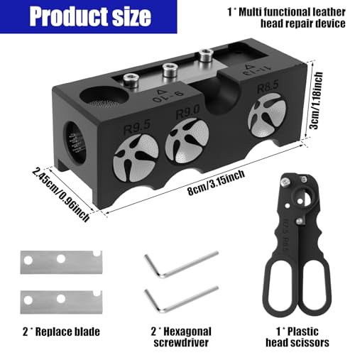 11-in-1 Billiards Pool Cue Tip Shaper, Pool Cue Accessories, Pool Cue Tips Replacement Kit, Pool Cue Repair Kit Billiards Accessories with Blade and Wrench for Replacement and Shaping Cue Tips
