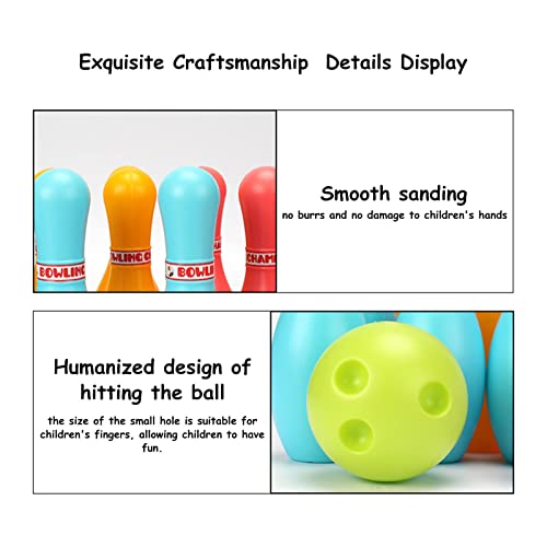 RiToEasysports Kids Bowling Set, Plastic Indoor Outdoor Game Toy for Children with 6 Pins and 2 Balls, Develops Motor Skills Hand Eye Coordination, Great Parties School Activities