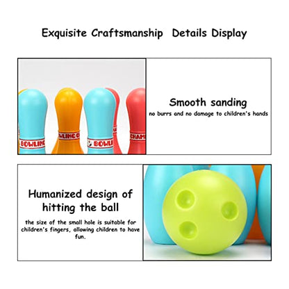 RiToEasysports Kids Bowling Set, Plastic Indoor Outdoor Game Toy for Children with 6 Pins and 2 Balls, Develops Motor Skills Hand Eye Coordination, Great Parties School Activities