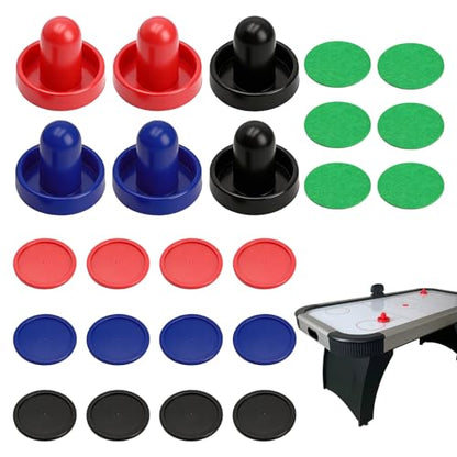 24 PCS Air Hockey Pucks and Paddles, Replacement Pushers and Goal Handles | Strikers and pucks for indoor tabletop hockey games, Fits most tables, Smooth glide surface