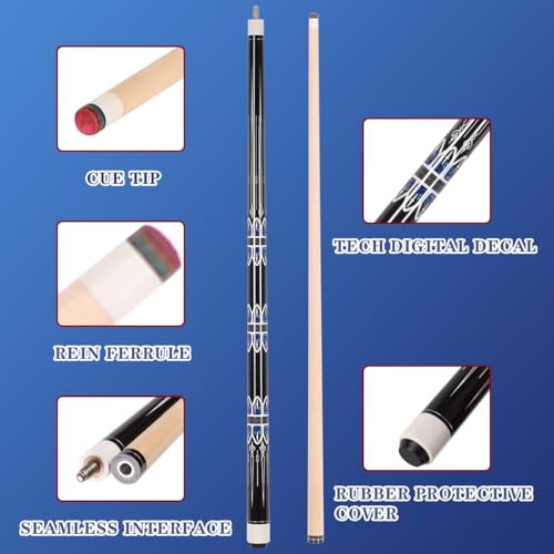 58 inch Canadian Maple Billiard Pool Cue Stick, 13mm 1/2 Maple Billiard Pool Stick, House Bar Pool Table Sticks for Men(Numerous Styles to Choose from) - color: P09