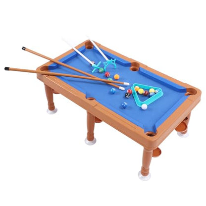Alomejor Multifunctional Kids Billiard Table, 17.32x9.65 Inch Portable Mini Pool Table with 2 Cue Sticks, Balls, Chalk, Brush, Rack, for Children Family Indoor Game Room Entertainment