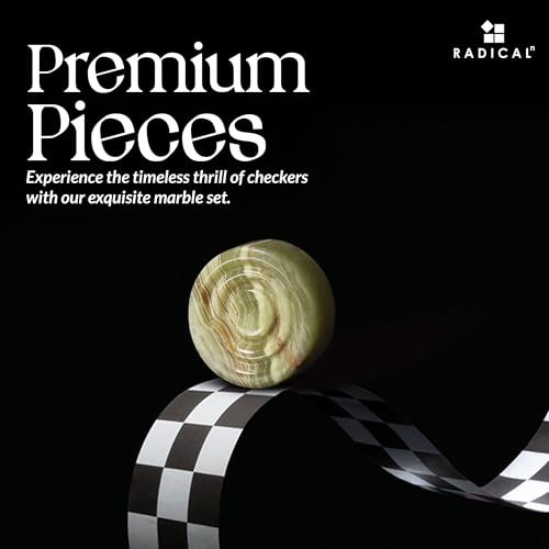 Radicaln Marble Checker Figures 1.25'' Inches White and Green Onyx Handmade Classic Checkers Pieces for Board Game, Draughts Board Game for Adults - color: White and Green Onyx