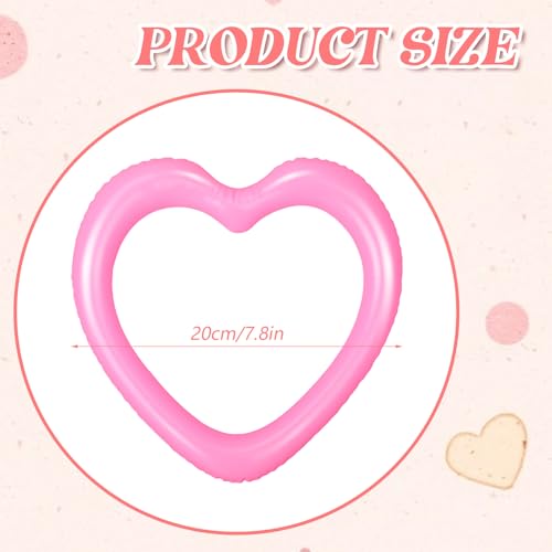 RoundFunny 24 Pcs Valentine‘s Day Heart Shaped Inflatable Ring Toss Pink Heart Plastic Rings for Games Fun Target Toy Toss Games for Party Favor Garden Backyard Outdoor
