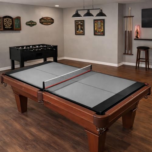 Midsize Foldable Indoor Table Tennis Conversion Top, 84 x 44 in Ping Pong Tabletop with Net & Post, 9mm Thick Playing Surface, Lightweight Compact Design, Easy Fold-Up Storage