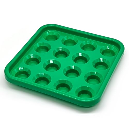 Billiard Ball Storage Tray – Holds 16 Regulation 2-1/4" Pool Balls, Plastic Rack for Standard Size Sets, Great for Game Rooms, Bars, and Pool Halls - color: Green